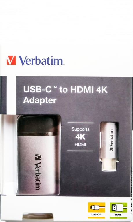 Verbatim 49143 câble vidéo et adaptateur 0,1 m USB Type-C HDMI Noir, Argent