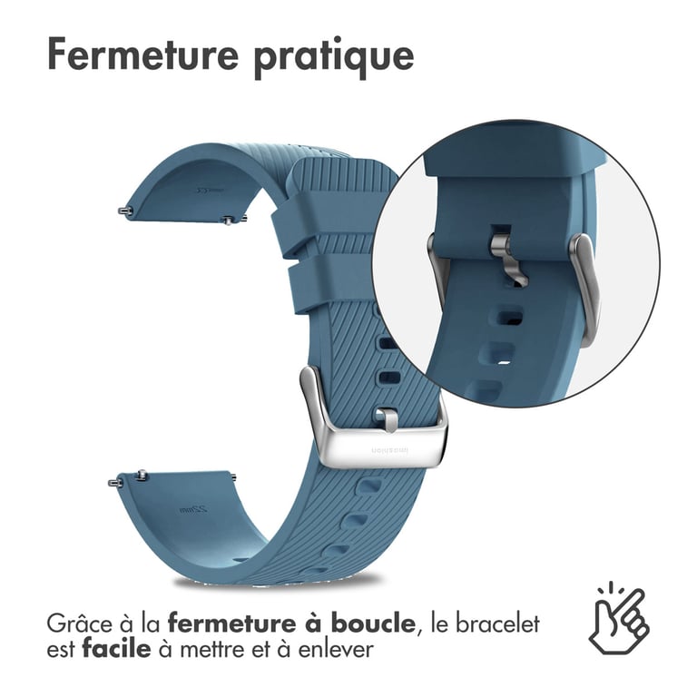 imoshion Bracelet en silicone flexible - Connexion universelle 20 mm - Bleu - Neuf