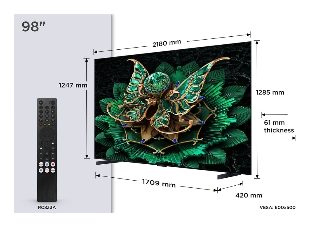TCL 98C7K TV 2 49 98 4K Ultra HD Smart TV Wifi Métallique 3000 cdm² Neuf - vue 1