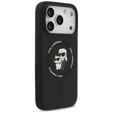 Karl Lagerfeld Silicone Karl&Choupette Ring MagSafe case pour iPhone 17 Pro Max noir