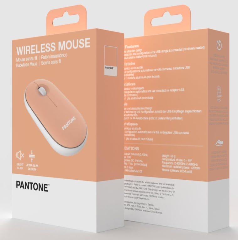 Souris Pantone PT-MS001E RF Sans Fil – Laser 100 DPI, Ergonomique, 3 Boutons - vue 4