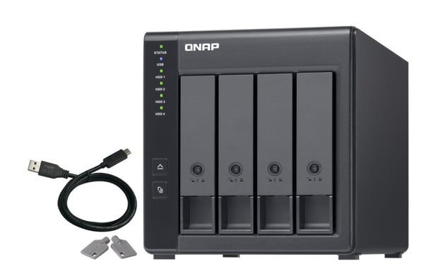 QNAP TR-004 Boîtier de disques de stockage Boîtier disque dur/SSD Noir 2.5/3.5''