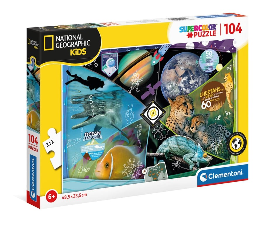 Puzzle 104 pièces : Supercolor : National Geographic Kids : Explorateurs en herbe Clementoni Puzzles - vue 2