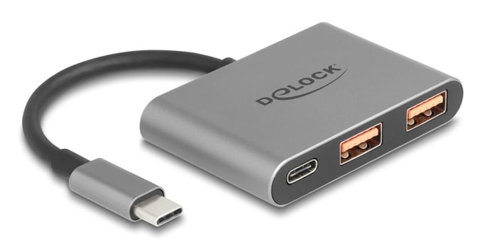 DeLOCK 64337 hub di interfaccia USB 3.2 Gen 2 [3.1 Gen 2] Type-C 10000 Mbit/s Grigio (Delock 3 Port USB Hub 10 Gbps with USB)