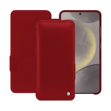 Housse cuir Samsung Galaxy S24 -  - Rouge - Cuir lisse