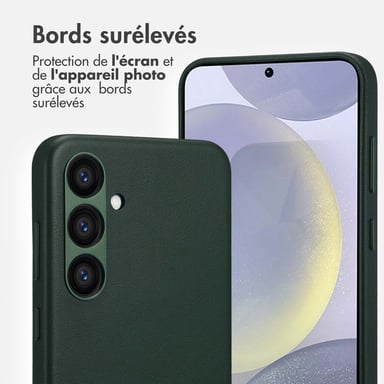 Accezz Coque arrière en cuir avec MagSafe pour Samsung Galaxy S24 Plus - Cedar Green
