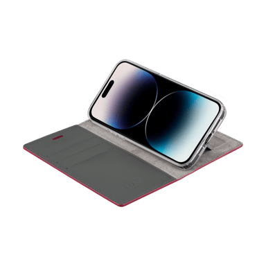 Diarycase 2.0 Custodia a conchiglia in vera pelle con supporto magnetico per Apple iPhone 14 Pro, rosso bordeaux