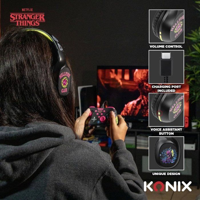 Casque audio Sans fil Stranger Things Bluetooth 5.3 smartphones tablettes Microphone Autonomie 30 h jaune Neuf - vue 4