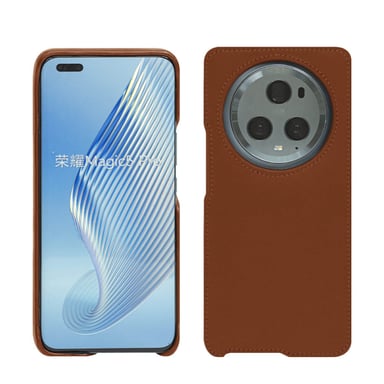 Coque cuir Honor Magic5 Pro -  - Marron - Cuir lisse