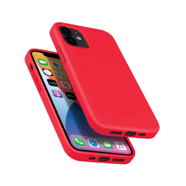 Custodia antiurto in morbido silicone gel per Apple iPhone 12 mini, rosso fuoco
