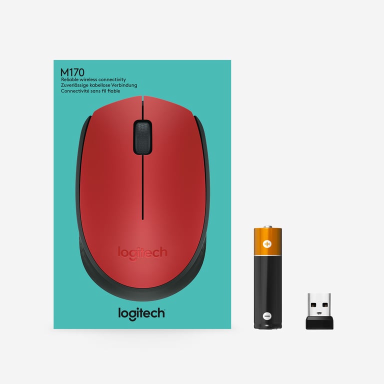 Logitech M171 Red-K souris Bureau Ambidextre RF sans fil Optique 1000 DPI - Neuf