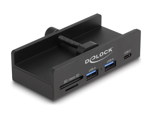 Delock esterno USB 5 Gbps Hub con 2 x USB Type-A, 1 X USB Type-C e SD + Micro SD Slot con una vite di bloccaggio