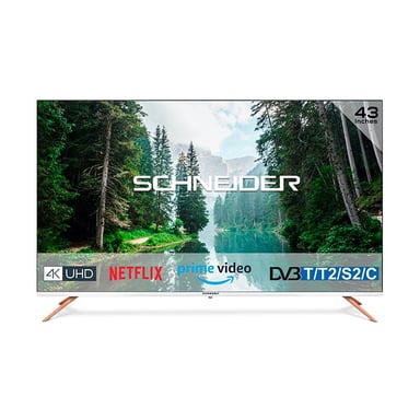 ?SCHNEIDER CONSUMER SC43S1FJORD TV 109,2 cm (43'') 4K Ultra HD Smart TV Wifi Gris, Blanc, Bois