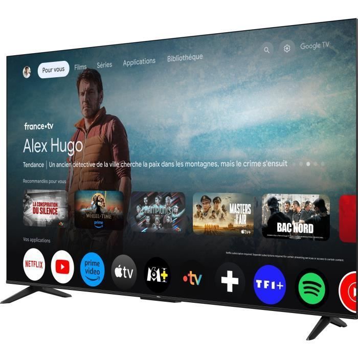 TCL 65T69C 65" 165 cm QLED Direct LED TV 4K HDR TV Smart Google TV Dolby Vision & Atmos Game Master Motion Clarity Compatible Google Assistant & Alexa - vue 4
