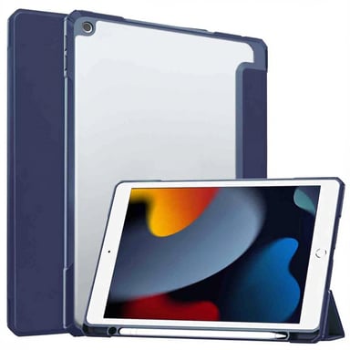 imoshion Coque tablette rigide Trifold pour Apple iPad 9 (2021) 10.2 pouces / iPad 8 (2020) 10.2 pouces / iPad 7 (2019) 10.2 pouces - Bleu foncé