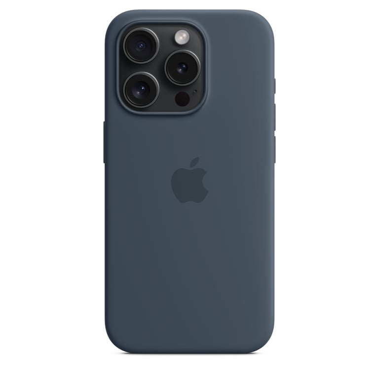 Apple Silicone Case with MagSafe Bleu Orage iPhone 15 Pro Gris - vue 4