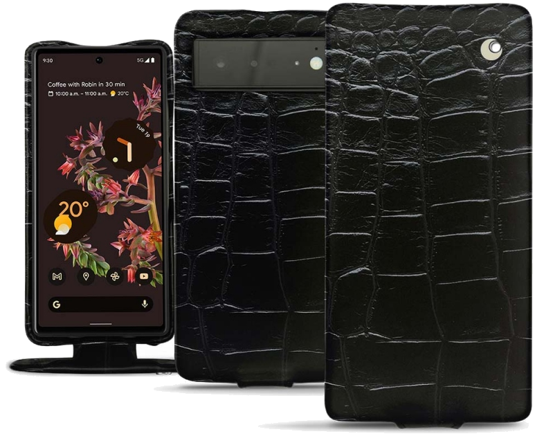 Housse cuir Google Pixel 6 - Rabat verticalNoir