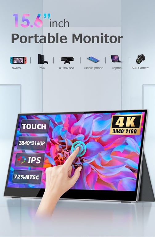 Lipa AX-60T Moniteur Portable 4K Ultra HD 15,6 pouces - Avec Écran Tactile - Moniteur Portable - Écran d'Ordinateur - Écran - Neuf