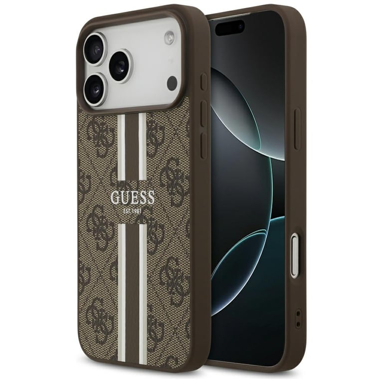 Guess 4G Étui MagSafe à rayures imprimées pour iPhone 17 Pro Max