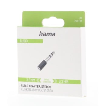 Adaptador de audio, clavija hembra de 3,5 mm - clavija macho de 6,3 m, estéreo