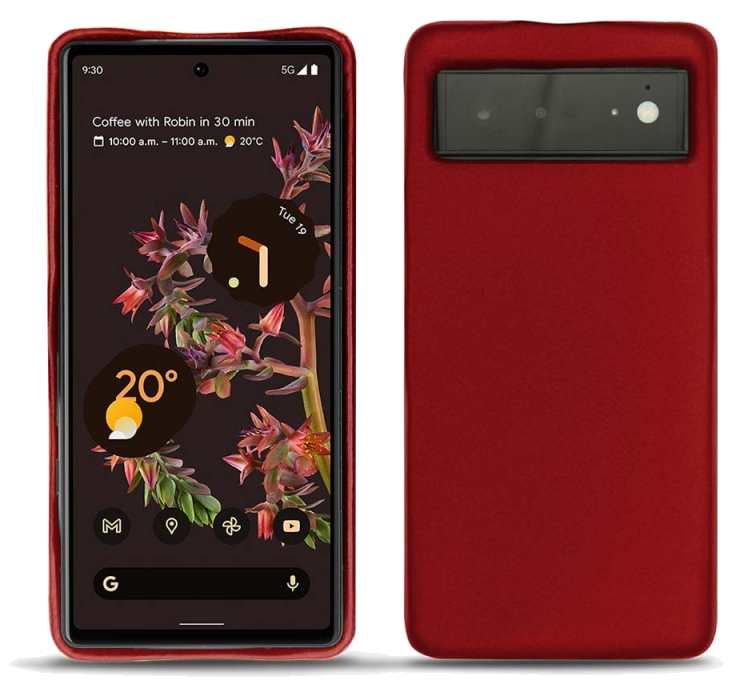 Coque cuir Google Pixel 6 - Coque arrièreRouge
