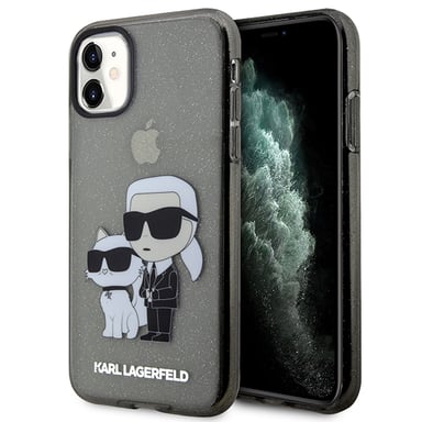 Funda Karl Lagerfeld para iPhone 11/XR Glitter Karl&Choupette negra