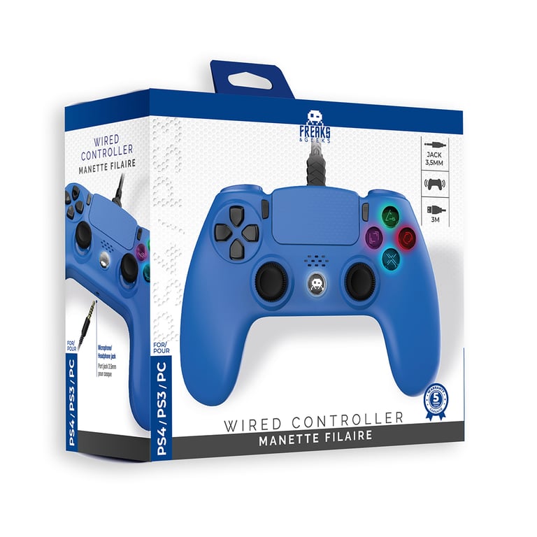 Manette filaire Freaks And Geeks PS4 Vibration double Câble 3M Boutons illuminés - vue 2