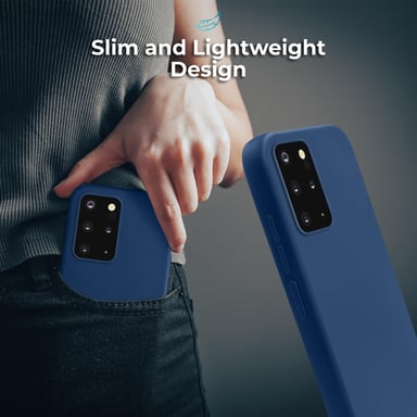 Moozy Lifestyle. Coque en silicone pour Samsung S20 Plus, bleu nuit – Coque légère en silicone liquide avec finition mate et doublure en microfibre douce, coque en silicone de qualité supérieure