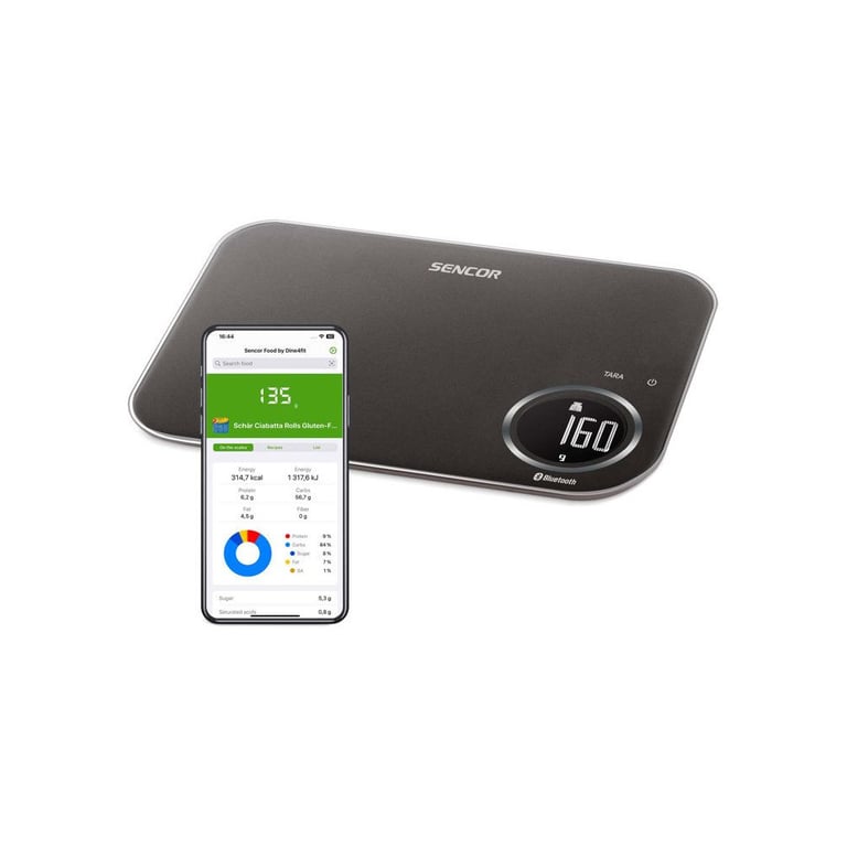 Balance de cuisine connectée SENCOR SKS 7178BK Bluetooth avec scan codes-barres jusqu'à 8 kg Noir - Neuf