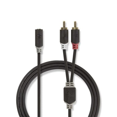 Nedis CABW22255AT02 câble audio 2 x RCA 3,5mm Anthracite - Neuf