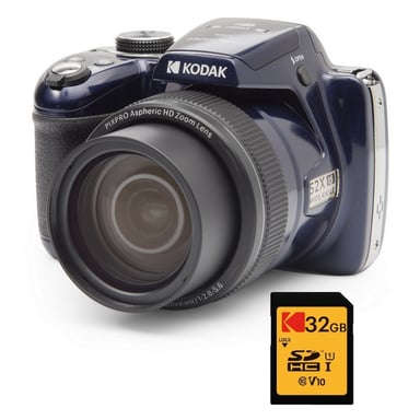 KODAK Pixpro Astro Zoom AZ528 + Carte Mémoire SD 32 Go - Appareil Photo Numérique Bridge, Zoom X52, Grand Angle de 24 mm, 16 Mégapixels CMOS, LCD 3'', Wi-Fi, Rafale 6 i/s, Contrôle sans fil - Noir