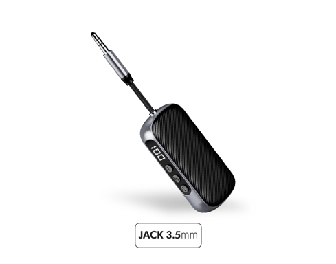 FORCE PLAY Adaptador de Audio Bluetooth 2 en 1 3.5mm Jack Transmisor y Receptor Negro