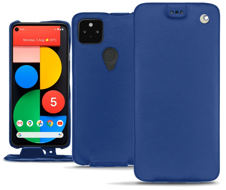 Housse cuir Google Pixel 5 - Rabat verticalBleu