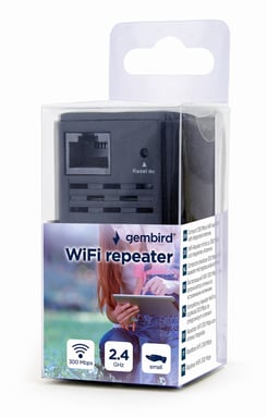 Gembird WNP-RP300-03-BK puente y repetidor Repetidor de red 300 Mbit/s Negro