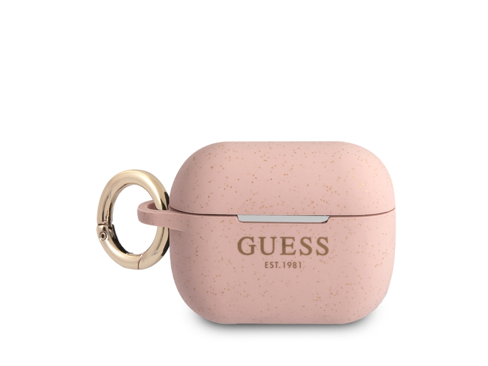 Guess Coque Pour Airpods Pro Cover Ring En Silicone Rose