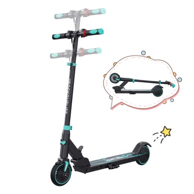 RCB Trottinette électrique pliable 7,55 kg - Vitesse max 20 km/h - Hauteur ajustable - 250W - Noir bleu -Cadeau pour Enfant et Adolescent