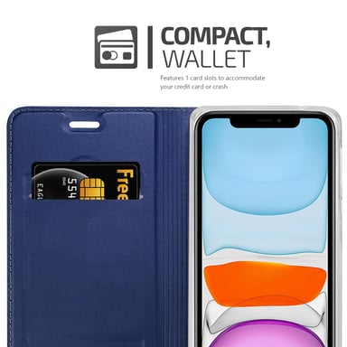 Coque pour Apple iPhone 11 en CLASSY BLEU FONCÉ Housse de protection Étui avec fermeture magnétique, fonction de support et compartiment pour carte