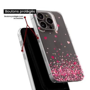 Coque en silicone - Compatible Xiaomi Redmi 13C 4G - design confettis de coeurs rose