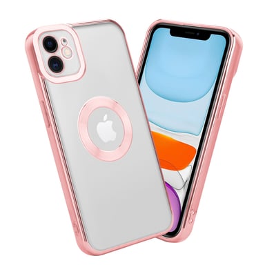 Coque pour Apple iPhone 12 en Transparent - Rose Housse de protection Étui en silicone TPU flexible avec application Chrome