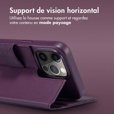 Accezz Étui de téléphone portefeuille en cuir 2-en-1 avec MagSafe pour Apple iPhone 15 Pro Max - Heath Purple