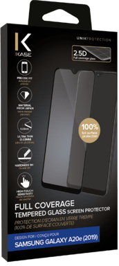Pellicola protettiva in vetro temperato (100% di copertura della superficie) per Samsung Galaxy A20e 2019, Nero