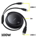 Câble Rétractable 2x USB-C 100W Charge Rapide et Transfert de données Noir