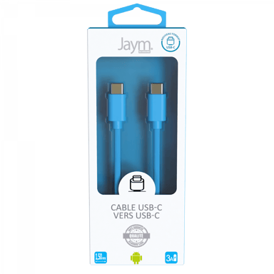 Cable USB-C a Type-C 3A - 1,5 metros - Colección POP - Azul