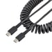 StarTech.com Cable de 50cm de Carga USB C a USB C, Cable USB Tipo C Rizado de Carga Rápida y Servicio Pesado, Cable USB 2.0 USBC, de Fibra de Aramida