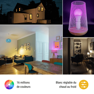 Lampadine connesse Antalya Easy E14 - Set di 2 LED Wi-Fi + Bluetooth E14 Bianco + Colori RGB