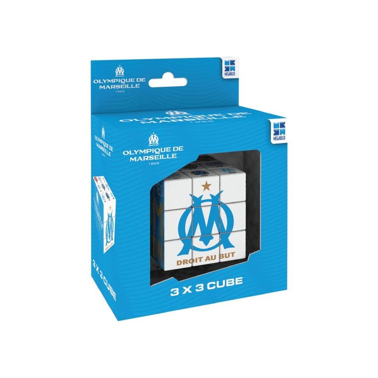 Cube puzzle 3 x 3 Megableu Olympique de Marseille couleurs du club et motifs imprimés Neuf