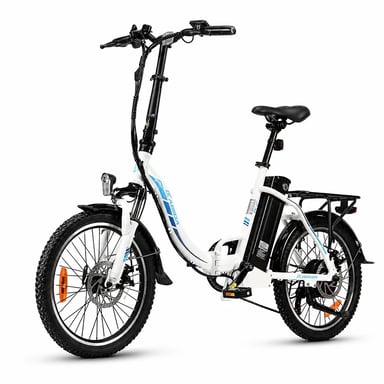 VéLo Électrique K7 | Moteur 250W | Batterie 36V 13Ah | Pneus 20 Pouces | Vitesse Max 25 km/h | Autonomie 40-65 km | Blanc