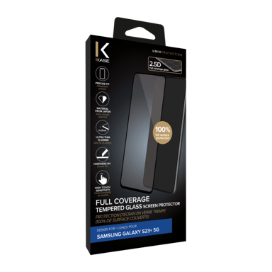 Protector de pantalla de cristal templado (100% cobertura de superficie) para Samsung Galaxy S23+ 5G, Negro