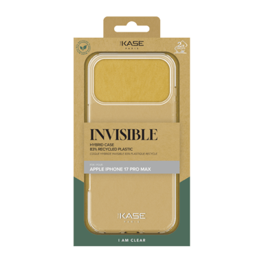 Coque hybride invisible fabriquée à  83 % de plastique recyclé pour Apple iPhone 17 Pro Max, transparente