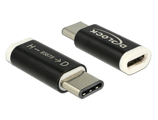 DeLOCK 65678 adattatore per inversione del genere dei cavi USB 2.0-C USB 2.0 Micro-B Nero Bianco (Delock - USB-C adapter - USB-C til Mic)